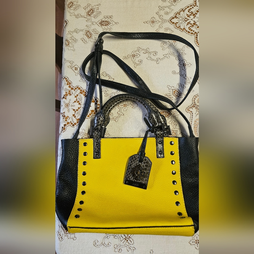 Rafe Yellow and Black Studded Shoulder Bag